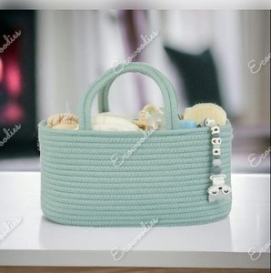 Cute Cotton Rope <b>Baby</b> Changing Basket with Soft <b>Baby</b> Changing Pad Extra Travel Diaper Changing Table Topper Boho Nursery Decor - Product Image 1