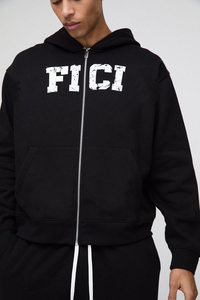 Survêtement décontracté 100% coton sérigraphie Logo pantalon évasé et sweat à capuche zippé vêtements pour hommes survêtement pour hommes - Product Image 3