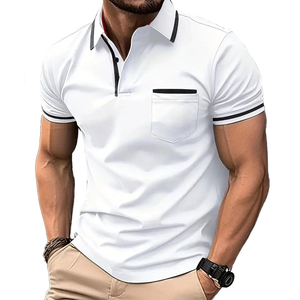 Polo T-shirt 2026 de haute qualité unisexe à motifs avec poches boutonnées, anti-rétrécissement, séchage rapide pour le golf, idéal pour la broderie de logo, T-shirt pour homme - Product Image 3