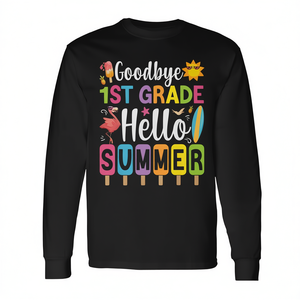 1ère année : Adieu l'été, bonjour la rentrée ! T-shirt à manches longues motif bâtonnets glacés – Tenue scolaire promotionnelle pour enfants – Dernière journée d'école - Product Image 2