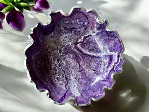 ชามเรซินอีพ็อกซี่สุดหรูพร้อมขัดเงามันและลวดลายสีนามธรรมสำหรับเครื่องใช้บนโต๊ะอาหารและการตกแต่งห้องครัวที่ทันสมัย - Product Image 4