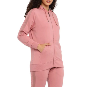 Ensemble de survêtements tendance pour femmes, streetwear, 100 % coton, doux, respirant, taille élastique, personnalisable OEM ODM, vente en gros - Product Image 5