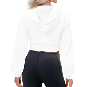 Pas cher Prix Femmes Hoodies Conception Personnalisée À Manches Courtes Pull Crop Sweat Femmes À Capuche 100% Coton Sport Streetwear - Product Image 6