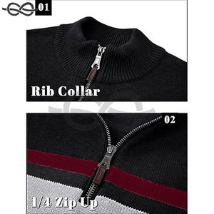 Sudadera térmica de invierno para hombre, con cremallera de un cuarto, forro polar tejido, transpirable, de secado rápido, manga larga. - Product Image 4