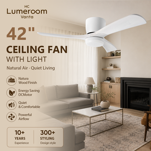 Ventilador de Techo Moderno de 42 Pulgadas con Luz y Control Remoto, en Stock en EE. UU., Ventilador de Techo de Perfil Bajo con Montaje Empotrado en Madera Sólida - Product Image 1