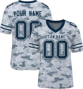 Maillots de football américain de qualité supérieure College Spirit personnalisés Camouflage Logo de l'école broderie Sublimation court respirant - Product Image 6