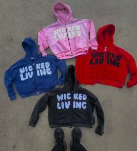 Sweat-shirt unisexe en coton 100% brodé délavé tendance, logo personnalisé, marque privée, automne, haute qualité, vente en gros - Product Image 3