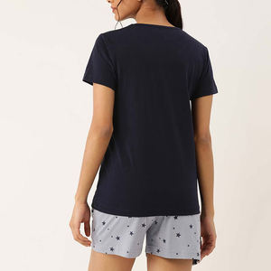 Conjuntos de Ropa de Dormir para Mujer, Camisetas y Pantalones Cortos, Impresión de Logotipo Personalizado, Conjuntos de Verano para Mujer, Conjunto de Dos Piezas - Product Image 3