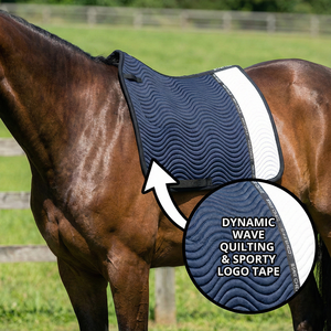 Selle de dressage bleu marine avec panneau contrasté blanc, doublure en maille, rembourrage en coton et mousse pour l'équitation et l'entraînement - Product Image 3