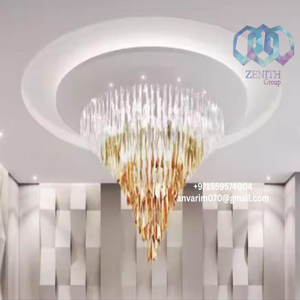 Candelabro de cristal de cascada de lujo moderno para vestíbulo de Hotel Villa Luz de techo para Emiratos Árabes Unidos Bahrein Omán Arabia Saudita Qatar Kuwait - Product Image 1