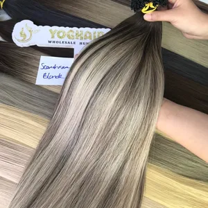 Extensiones de cabello de punta plana siempre disponibles Cabello largo y liso Mezcla libre de colores 8 "-40" Cabello crudo Embalaje personalizado Envío exprés