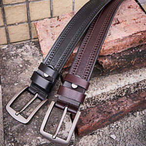 เข็มขัดหนังวัวสไตล์วินเทจสำหรับผู้ชายทำมือพร้อมหัวเข็มขัดเหล็ก - Product Image 5