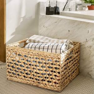 Wholesale Premium Quality Water Hyacinth Seagrass Rattan Large <b>Foldable</b> <b>Laundry</b> Hamper Clothing Storage <b>Basket</b> Multifunction - Product Image 4