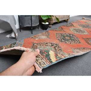 พรมสไตล์ตุรกีโบราณสีส้มสีเขียว12.6ft ขนาด10มม. ดีไซน์งานเย็บปะวัสดุขนสัตว์หนุนหลังสำหรับห้องนอนในบ้านขนาด3.4มม. - Product Image 3