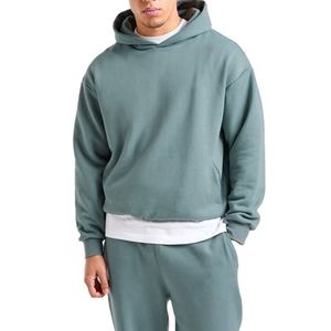 เสื้อฮู้ดดี้ทรงหลวมแบบเรียบหรู ไม่มีเชือก ผ้าเฟรนช์เทอร์รี่ 100% ผ้าฝ้าย ทรงโอเวอร์ไซส์ หนานุ่ม ไหล่ตก สำหรับผู้ชาย - Product Image 2