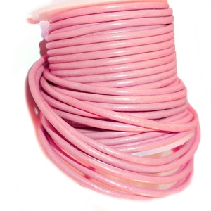 Cuir indien 3.0mm Cordons ronds en cuir pour bijoux et artisanat Cuir véritable 20 mètres de couleur (Baby Pink 3.0) Vente chaude - Product Image 1