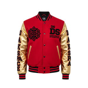 Veste d'université personnalisable Nouveau design Manches en cuir Broderie en chenille Hautement personnalisable OEM Lettres Chiffres pour le devant - Product Image 1