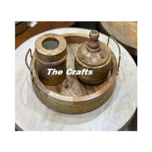 Wooden <b>Oud</b> Burner Mabkhara Set Of Two Round Shape Finest Quality <b>Bakhoor</b> Burner Mabkhars For Wedding Use - Product Image 5