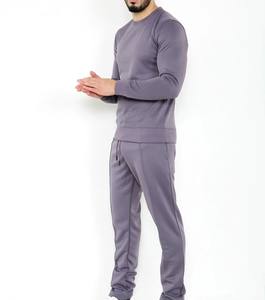 Ensemble de survêtement unisexe en polyester 100% respirant, antibactérien, à séchage rapide, imprimé uni, coupe régulière, couleur violet poussiéreux, écologique - Product Image 4