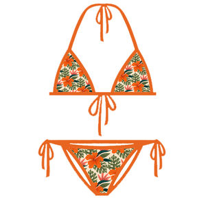 Conjunto de bikini de 2 piezas de color sólido de última moda, ropa de playa para nadar y bañarse de una pieza con sublimación de impresión digital de pantalla - Product Image 6