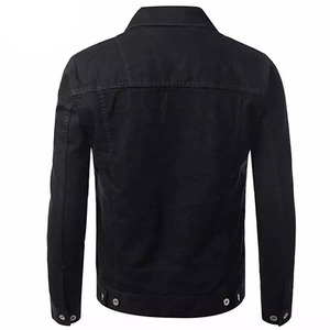 Custom Logo <b>Men's</b> High Street Style Denim <b>Jacket</b> with Stand Collar Hooded Zipper Closure Autumn Workwear Cargo Pockets - Product Image 2