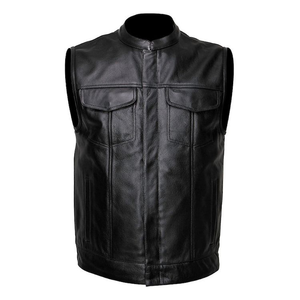 Logotipo personalizado Ligero Hombres Moto Chaleco de cuero Chaleco de invierno de cuero al aire libre Motocicleta en estilo personalizado Chaleco - Product Image 5