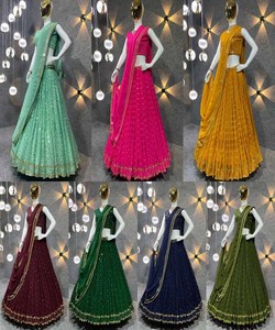 Vêtements de mariage georgette broderie avec fil travail lehenga choli avec dupatta fête porter meilleur prix textile vêtement - Product Image 2