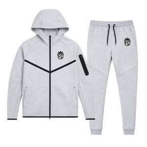 Ensemble de survêtement pour homme, veste à capuche zippée et jogging en polaire technique, gris argenté, vêtements de sport pour l'entraînement - Product Image 1