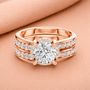 Ensemble de bagues de fiançailles de luxe en diamant taille ovale, or massif 14 carats plaqué rhodium, or jaune/blanc/rose, pour femme - Product Image 3