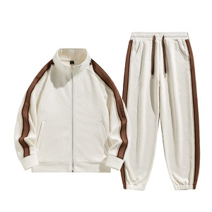 2025 Invierno 2 piezas hombres 100% algodón ropa deportiva chándal Sudadera con capucha y pantalones de chándal abrigo cálido tamaño asiático - Product Image 2