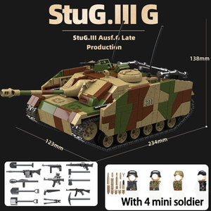 1058pcs 1/28 Échelle Plastique Modèle Collection Army StuG Lll Ausf.G. Ensembles <span class=keywords><strong>de</strong></span> blocs <span class=keywords><strong>de</strong></span> construction <span class=keywords><strong>de</strong></span> <span class=keywords><strong>soldats</strong></span> <span class=keywords><strong>de</strong></span> véhicules militaires allemands Tank Ww2 - Product Image 6