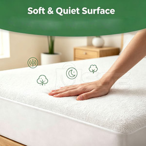 Protège-matelas en tissu éponge ajusté, tricoté, de luxe, écologique, imperméable, doux, absorbant, réutilisable et durable - Product Image 5