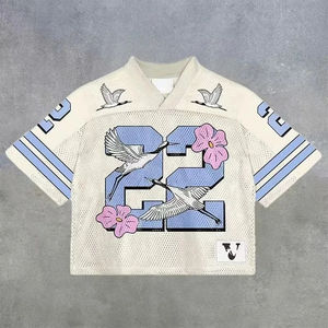 เสื้อเจอร์ซีย์ฟุตบอลอเมริกันโอเวอร์ไซส์2025 boxy เสื้อแฟชั่นฮิปฮอปผ้าตาข่ายแนวสตรีทย้อนยุค - Product Image 3