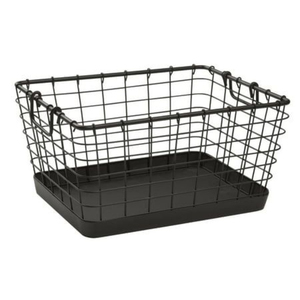 Premium Black Metal <b>Wire</b> <b>Storage</b> <b>Basket</b> With Handles For Kitchen Organization Rectangular Metal Iron Display Bin Container Sale - Product Image 1