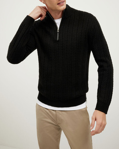 Polo pour homme tendance, tissu doux et chaud, fermeture éclair quart de tour, coupe moderne, manches longues, coupe décontractée premium, poignets élastiques - Product Image 4