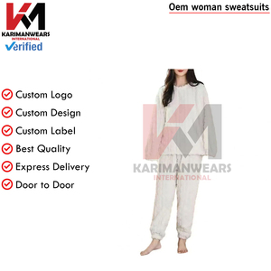 <b>Women's</b> Plus Size Eco-Friendly Soft Cozy Hooded Solid Pajama Set Plush Sleepwear Thick Pullover Top Pants Summer Tracksuits - Product Image 2