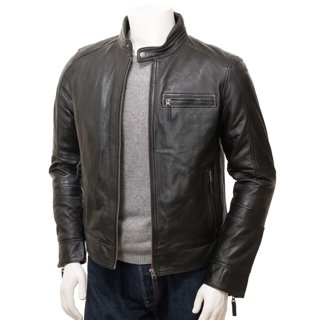 Men's Leather Fashion Clothing Leather Jacket Bikers Motor Bike Jacket For Man Trench Coat Male Stand Collar Motorcycle Jacket