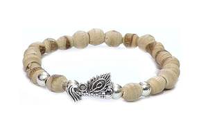 Authentique Hindou Tulsi Kanthi Collier Petite Graine Conception Grande Perle Bois Sacré Prière Méditation Pooja Cadeau pour Homme Or - Product Image 3