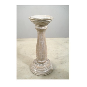 Haute qualité rustique blanc lavage finition bois pilier bougeoir pour dessus de Table décoratif maison salon fête utilisation - Product Image 1