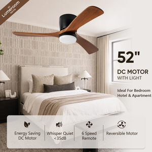 Low Profile <b>Ceiling</b> Fan with <b>Light</b> 52 Inch,<b>Flush</b> <b>Mount</b> Wood <b>Ceiling</b> Fan Remote Control for Living Room - Product Image 1
