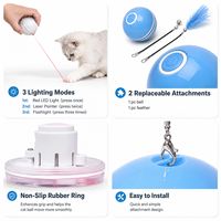 Jouet intelligent pour chat, balle roulante à mouvement automatique, laser LED, minuterie 45 min, herbe à chat, plume, clochette, interactif, vente en gros