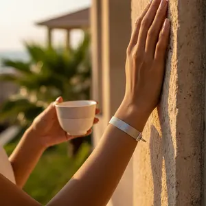 Pulsera de Cadena de Malla Plateada para Mujer, Rodio, Oro de 18K, Oro Blanco, Oro Rosa, Diamante, Perla, Circonita, Estilo Religioso - Regalo de Joyería - Product Image 2