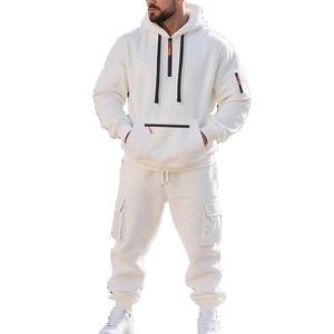 American Heavy Fleece-Lined Printed <b>Maternity</b> Multi-Pocket <b>Hoodie</b> Set Winter Plus Size Men Casual Sports Suit Woven Weaving - Product Image 2