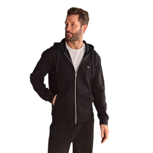 เสื้อฮู้ดสวมหัวโอเวอร์ไซส์แบบกำหนดเองสำหรับทั้งชายและหญิงผ้าคอตตอนผ้าฟลีซแบบสลิมฟิตมีฮู้ดใส่สบายสีดำด้านหลังออกแบบมาสำหรับด้านหน้า - Product Image 1