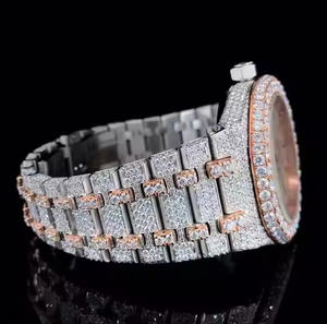 Reloj de pulsera analógico con movimiento de cuarzo para hombre, estilo platino, con diamante moissanita, para ejecutivos de negocios - Product Image 4