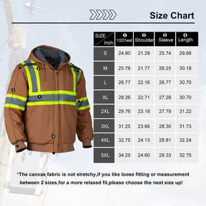 Vêtement de sécurité réfléchissant en coton, haute visibilité, polaire résistant, sweat-shirt de sécurité d'hiver personnalisable, imperméable, sweat-shirt marron - Product Image 6