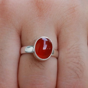Anillo de cornalina de Plata de Ley 925, anillo de piedras preciosas de corte ovalado hecho a mano para boda, Navidad o regalo del Día de San Valentín - Product Image 6