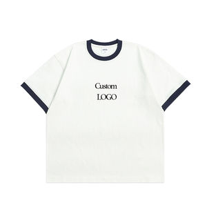 Camisetas Blancas Lisas con Cuello Redondo al por Mayor para Hombre, Camiseta Vintage Corta Personalizada con Costuras Blancas, la Mejor Camiseta - Product Image 1