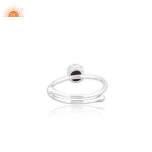 แฮนด์เมด Elegant โกเมนสีแดงวางซ้อนกันได้แหวน Minimalist เครื่องประดับอัญมณีที่สวยงามสําหรับทุกโอกาสที่กําหนดเองทําด้วยเงิน - Product Image 4