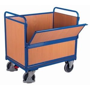 Chariot à bagages pliable en bois Variofit, capacité 500 kg, 4 roues avec pneus en caoutchouc thermoplastique SW-700.406, chariot à main - Product Image 1